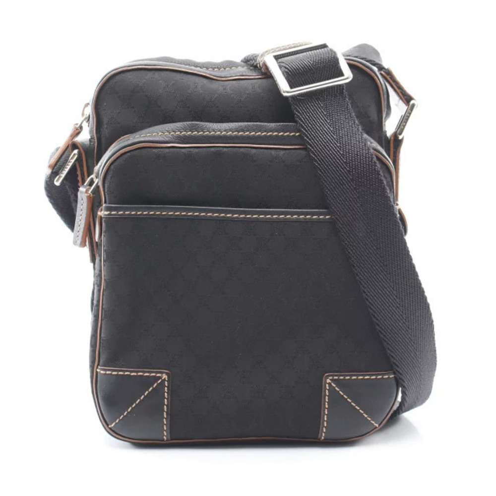 Celine Macadam Shoulder Bag Canvas Leather Black